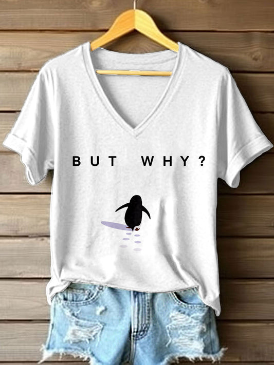 Women's Nihilist Penguin Art Print V-Neck T-Shirt