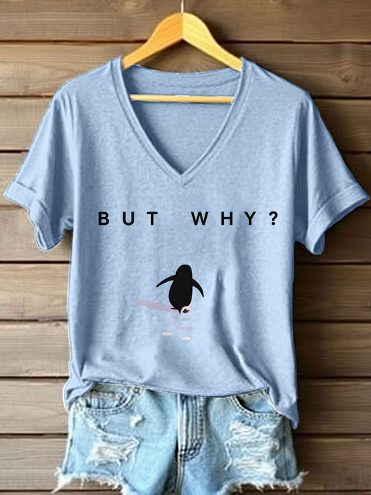 Women's Nihilist Penguin Art Print V-Neck T-Shirt