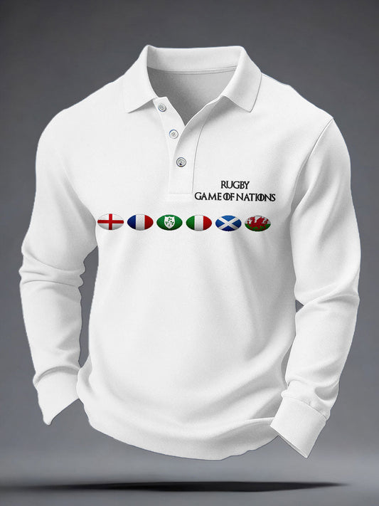 Men's Nations of Rugby Lover Printed Casual Tops