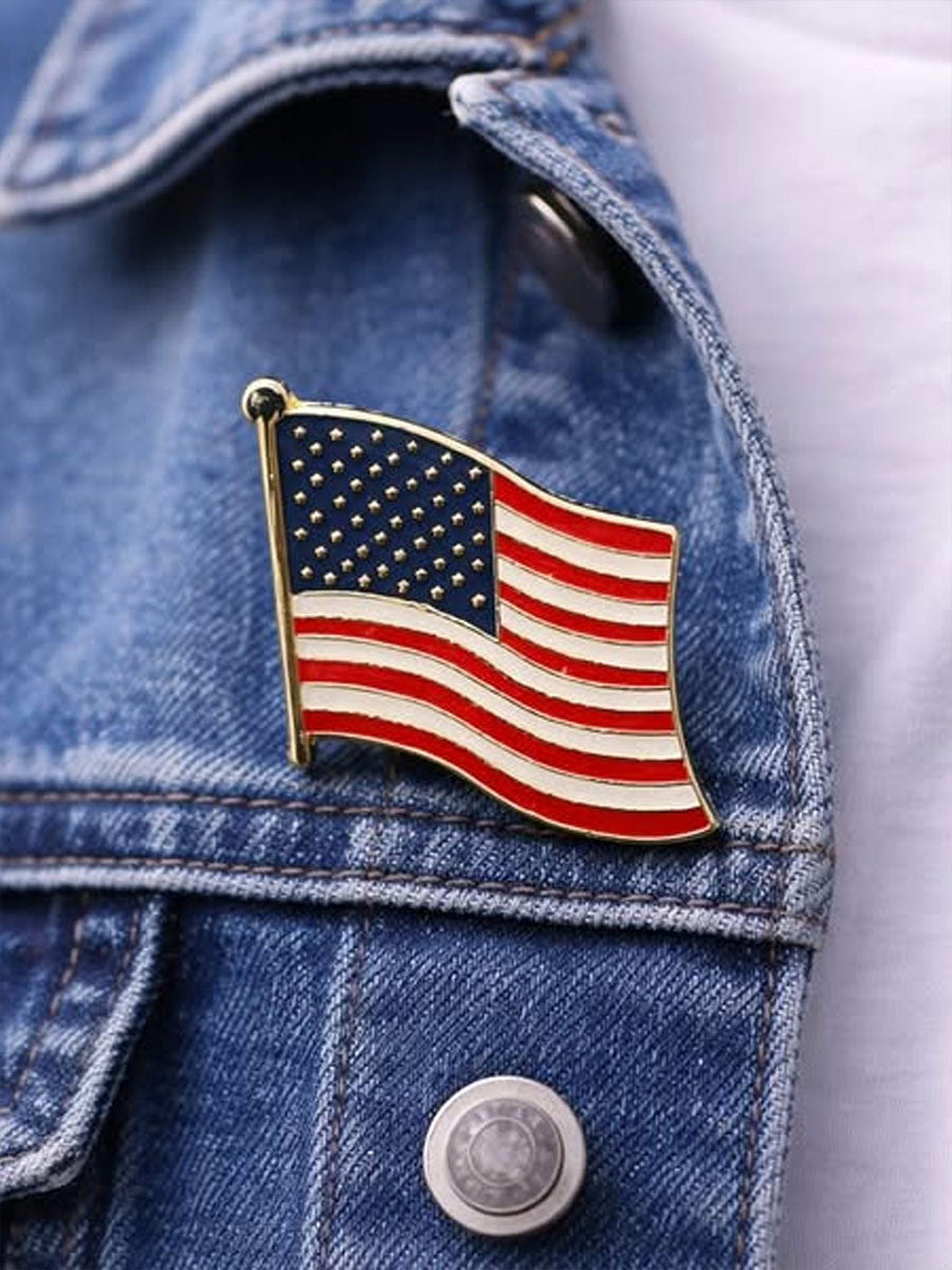 American flag metal brooch