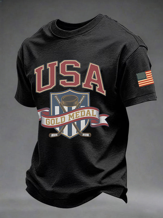 Men's American Hockey Printed Casual T-Shirt