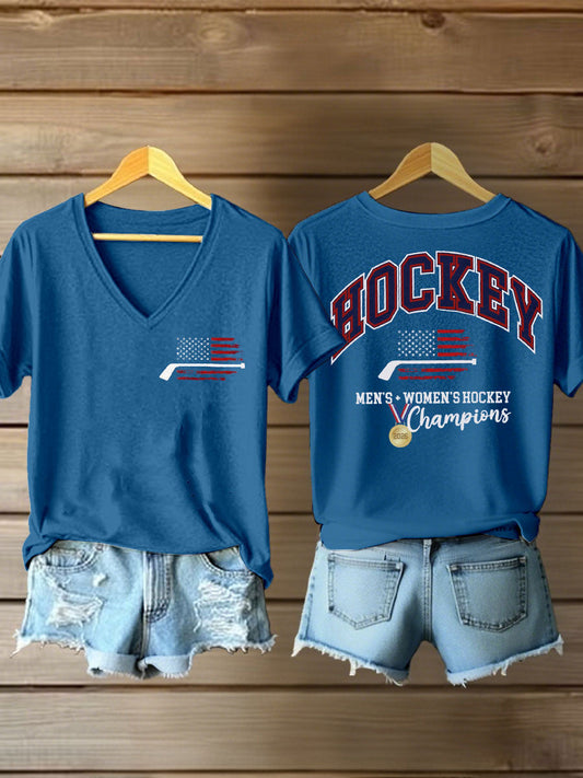 Women's American Hockey Printed Casual T-Shirt