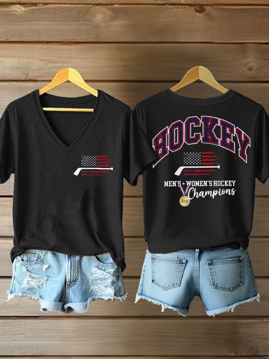 Women's American Hockey Printed Casual T-Shirt