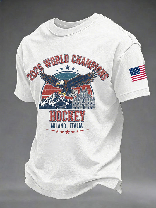 Men's American Hockey Printed Casual T-Shirt