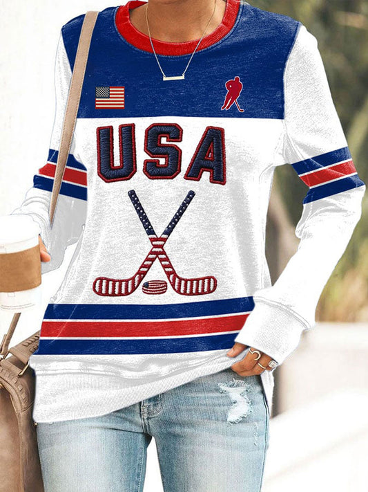 Women's American Hockey Printed Casual Sweatshirt
