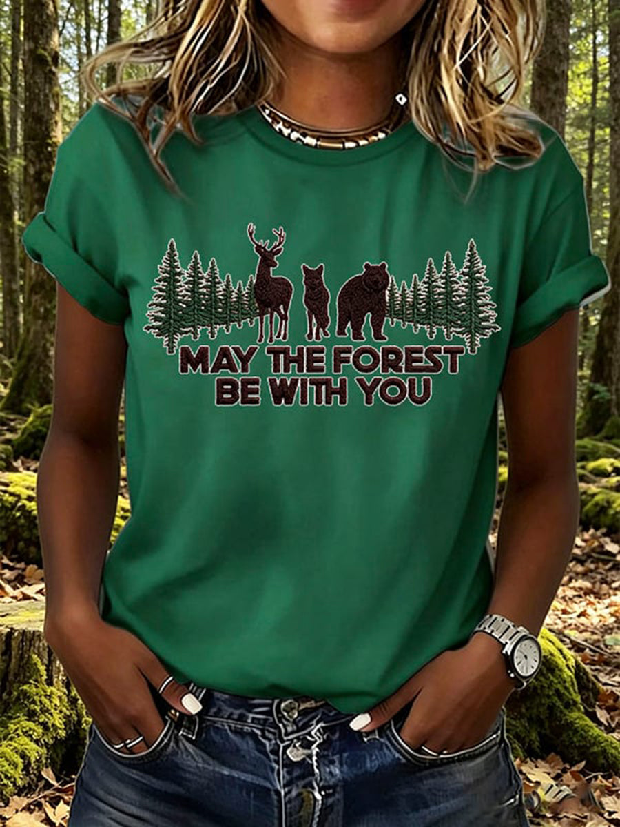 Women's May The Forest Be With You Print T-Shirt
