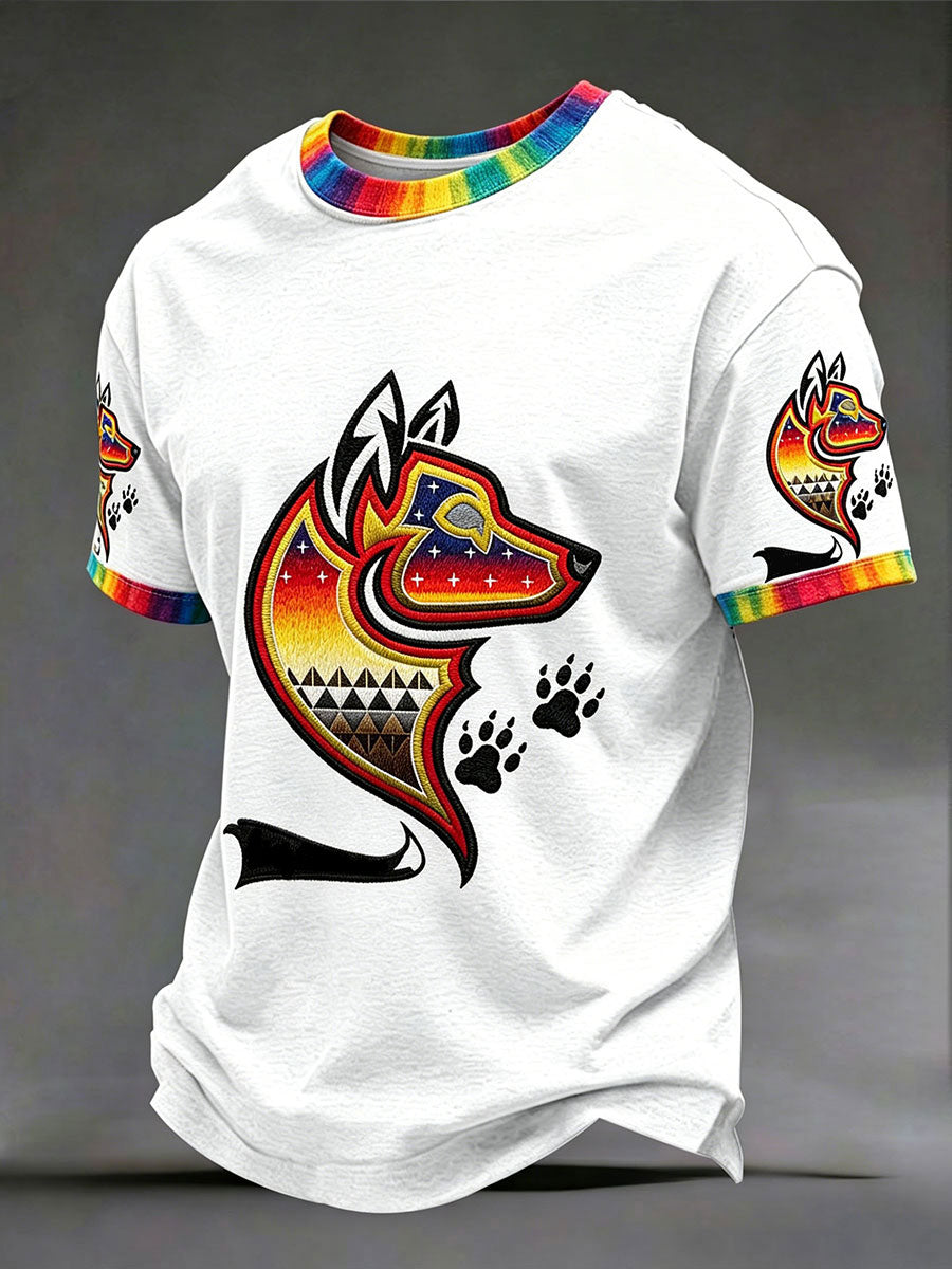 Men's Native Wolf Art Print T-Shirts