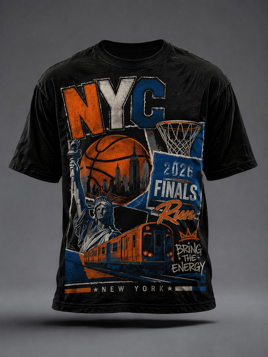Men's Retro New York City Street Basketball Graphic Tee