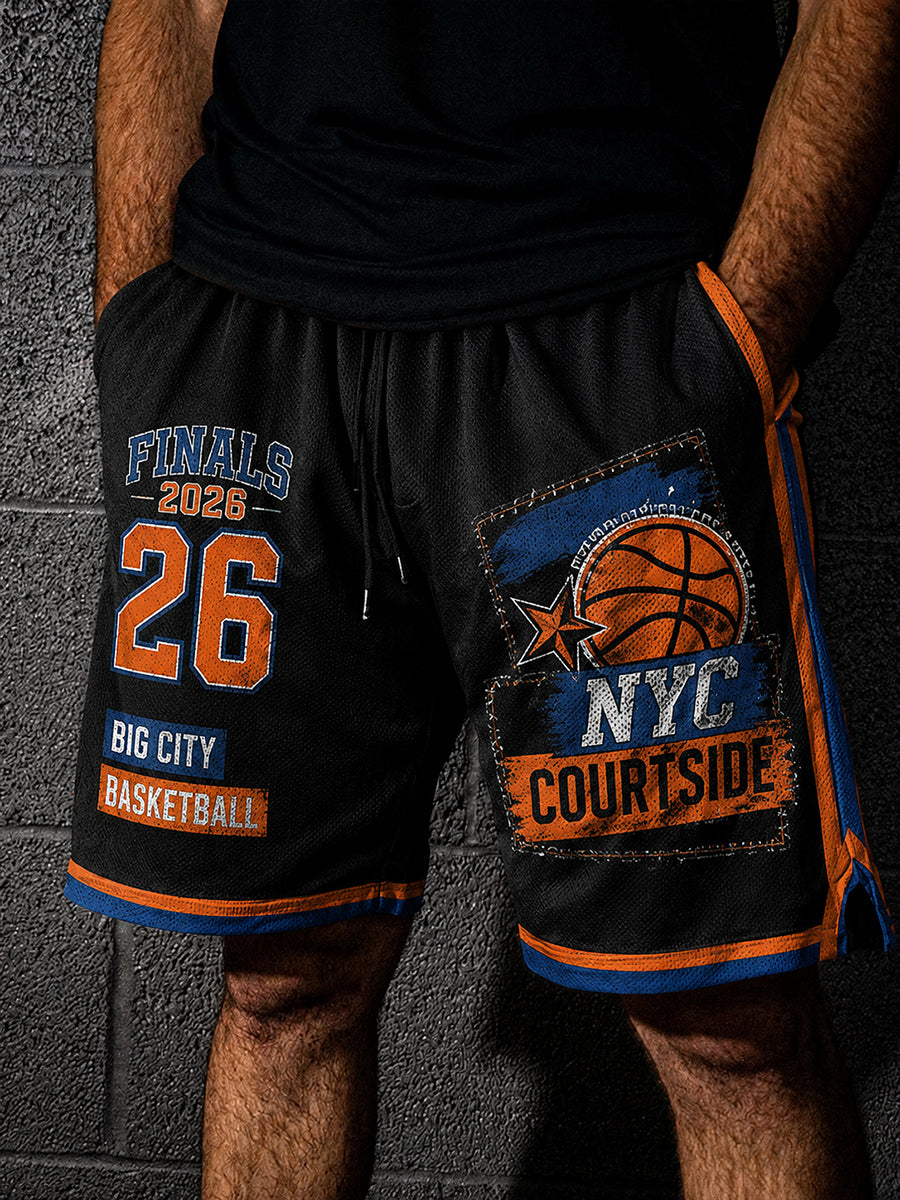 Men's Retro New York City Street Basketball Graphic Shorts