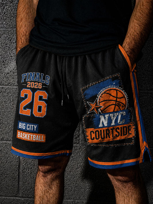 Men's Retro New York City Street Basketball Graphic Shorts
