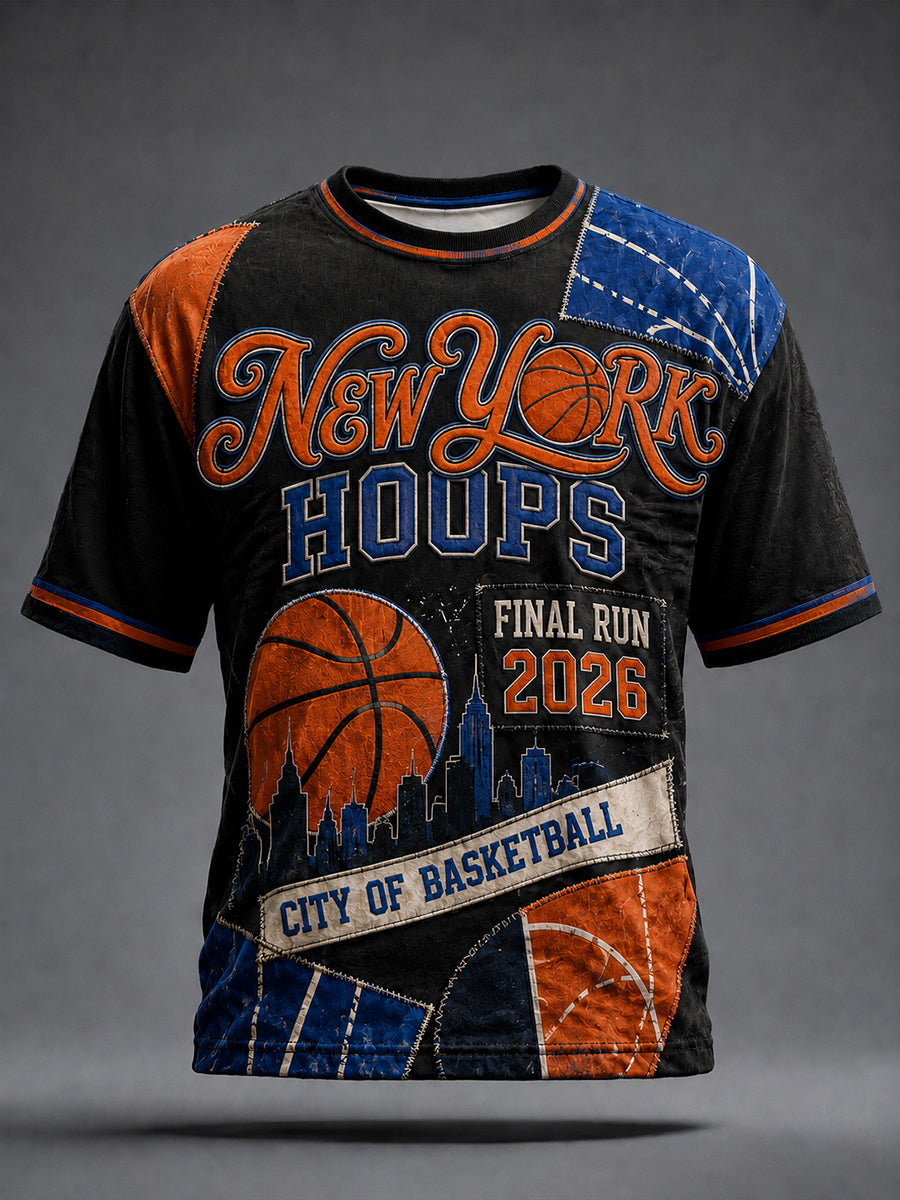 Men's Retro New York City Street Basketball Graphic Tee
