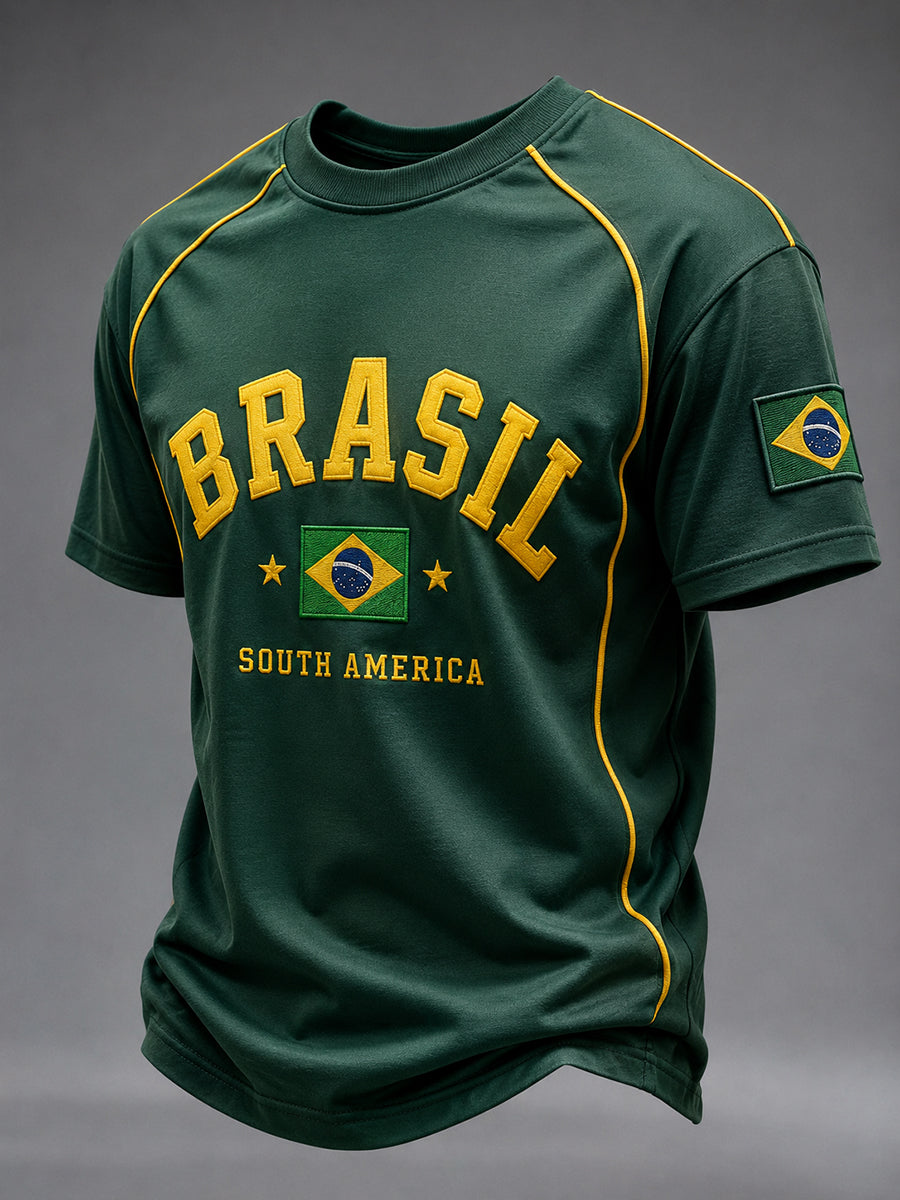 Men's Brazil  Football Fan Gift Short Sleeve T-shirt