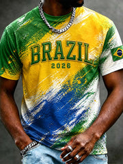 Men's  Brazil  Soccer Fan Gift Short Sleeve T-Shirt