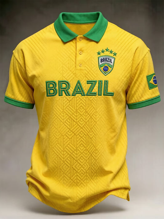 Men's  Brazil  Soccer Fan Gift Short Sleeve Top