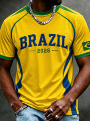 Men's  Brazil  Soccer Fan Gift Short Sleeve T-Shirt