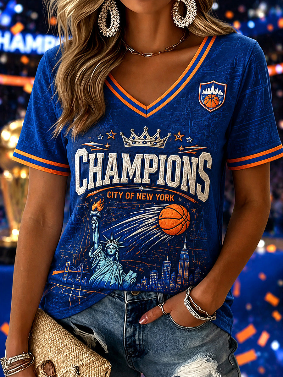 Women's Gift For Basketball Fans Print Casual V-Neck Tee