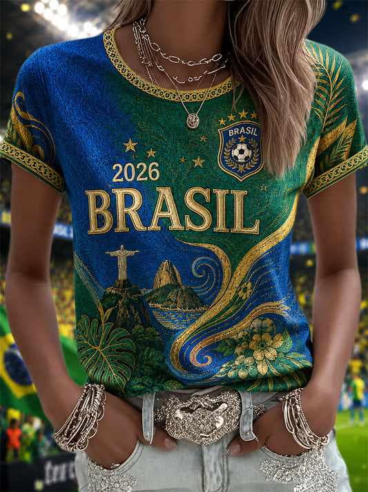 Women's Gift For Football Fans Print Casual Tee