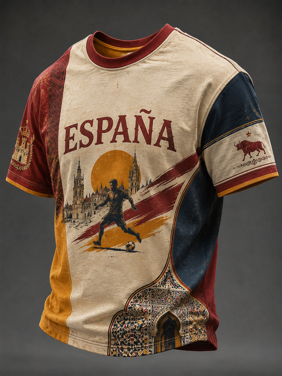 Men's Spanish Football Printed T-shirt
