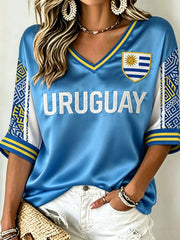 Women's Mid-length Sleeves V-Neck T-Shirt