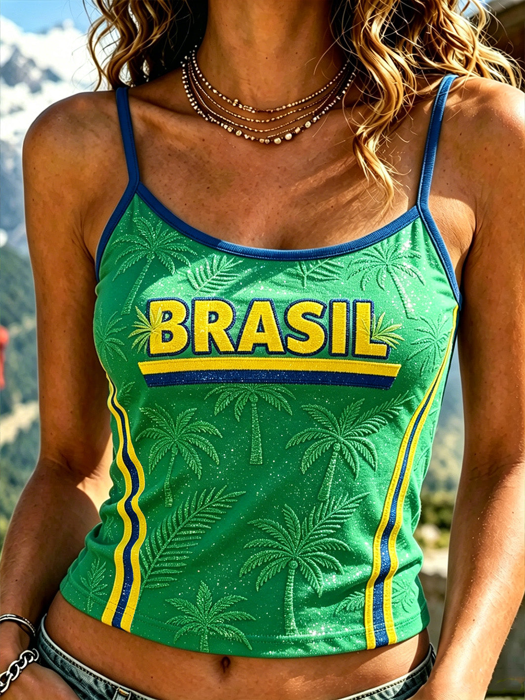Women's  football element plant print casual vest