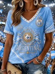 Women's Gift For Football Fans Print Casual V-Neck Tee