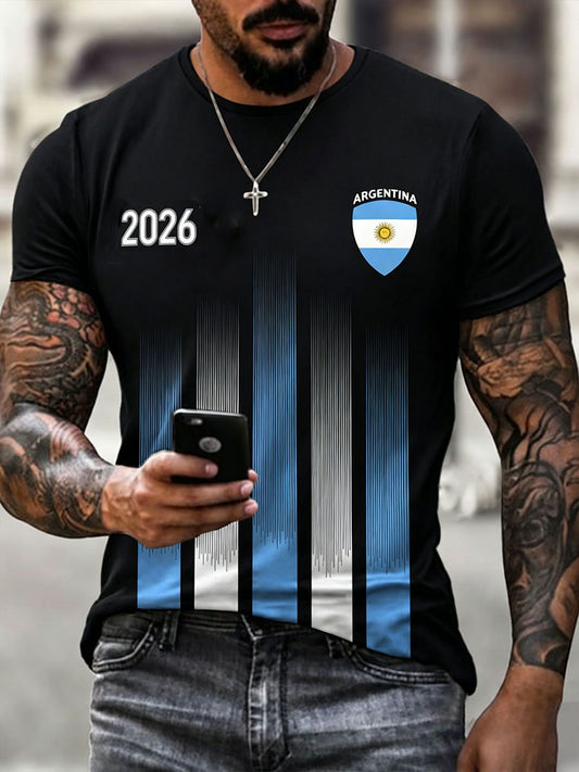 Men's Argentina Football Short  Sleeves T-shirt