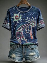 Women’s Indigenous Art Print Casual T-Shirt
