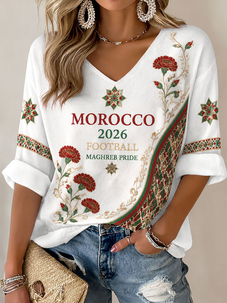 Women's 2026 Morocco Football Waffle T-shirt