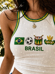 Women's Brazil Football Fan Gift Printed Casual Vest