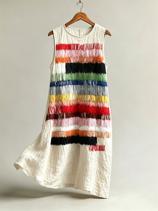Women's Colorful Striped Art Print Tank dress