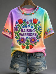 Women's Native Floral Print Casual T-Shirt