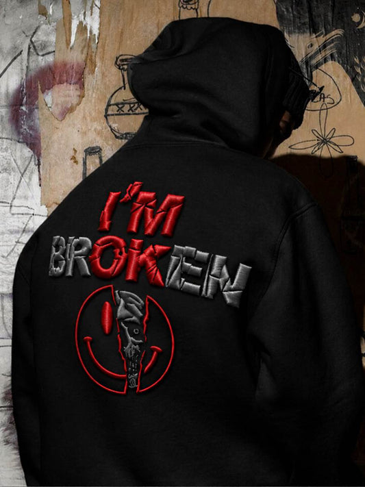 Men's I'm Ok I'm Broken Oversized Drop-Shoulder Hoodie