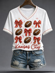 Women's Kansas Football Lover Art Printed T-shirt