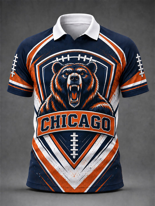 Men's Football Gameday Gift For Football Fans Print Casual Polo