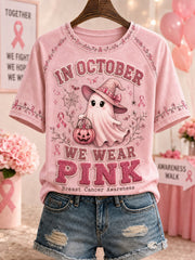 Women's Breast Cancer Round Neck Short Sleeve T-shirt