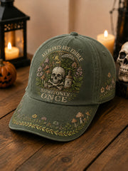 "All Plants Are Edible Some Only Once" Halloween Floral Print Casual Unisex  Hat