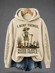 Women's "I Bury Things, Maybe Plants, Maybe People" Halloween Floral Casual Regular Sweatshirt