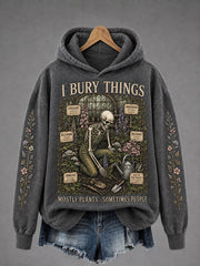Women's "I Bury Things Mostly Plants Sometimes People" Halloween Floral Casual Regular Sweatshirt