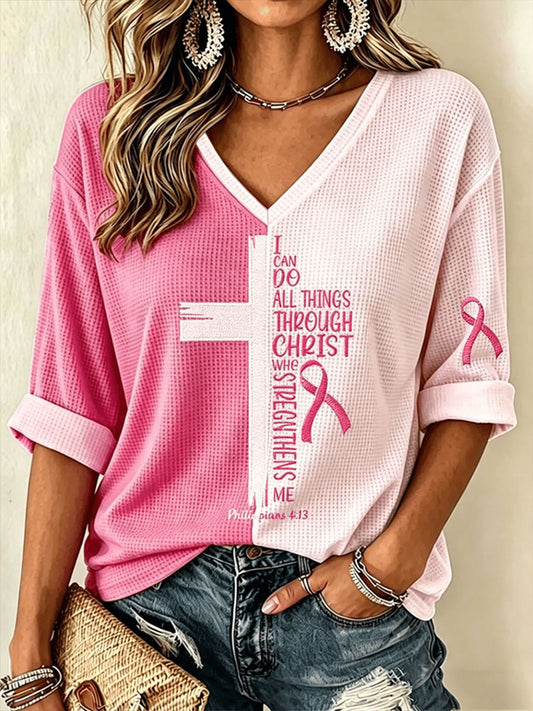 Women's Breast Cancer Awareness Waffle T-shirt