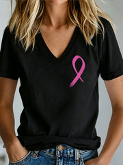 Women's Breast Cancer Awareness Print T-shirt