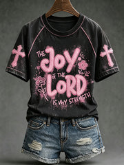 Women's faith-themed fun slogan pattern printed casual short-sleeve T-shirt