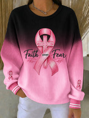 Women's "faith over fear" breast cancer awareness sweatshirts