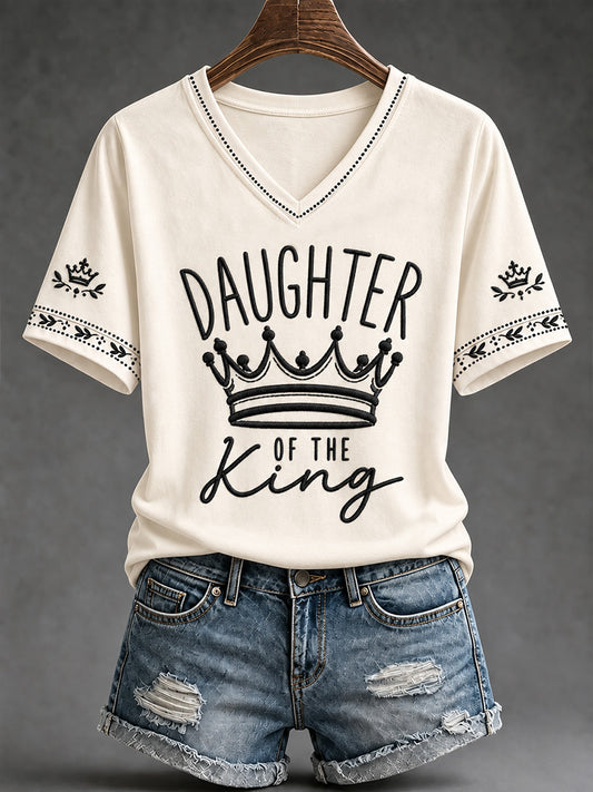 Women's Daughter Of The King Print V-Neck Tee