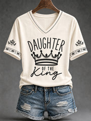 Women's Daughter Of The King Print V-Neck Tee