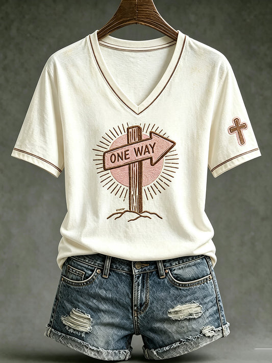 Women's faith theme pattern printed casual short-sleeve T-shirt