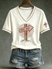 Women's faith theme pattern printed casual short-sleeve T-shirt