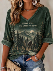 Women's "I Found Jesus Still Looking For Bigfoot" T-shirt
