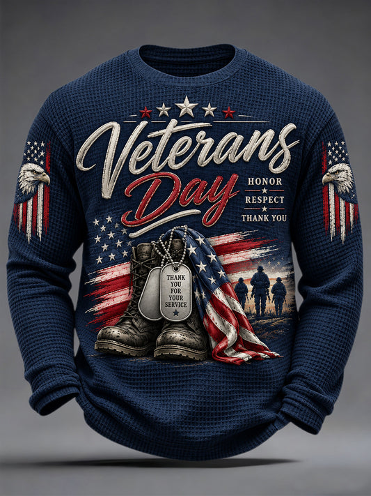 Men's U.S. Veterans Day Print Waffle Long Sleeve T-Shirt