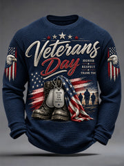 Men's U.S. Veterans Day Print Waffle Long Sleeve T-Shirt