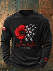 Men's Last We Forget Slogan Papaver Rhoeas Pattern Printed Neck Sweatshirt